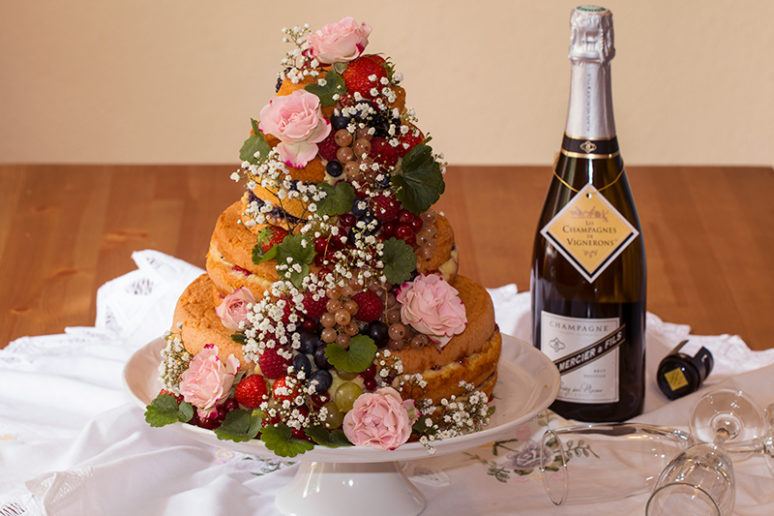Naked cake, champagne de vignerons