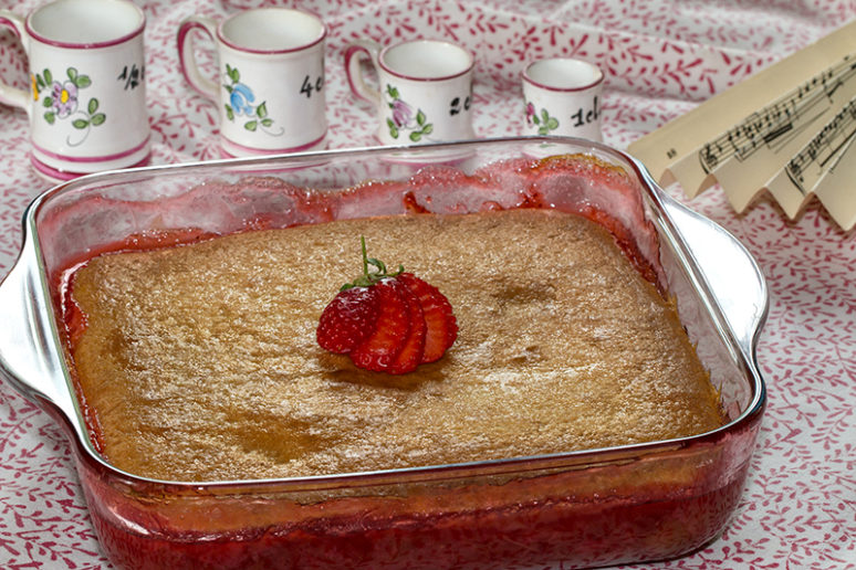 pouding fraises-rhubarbe