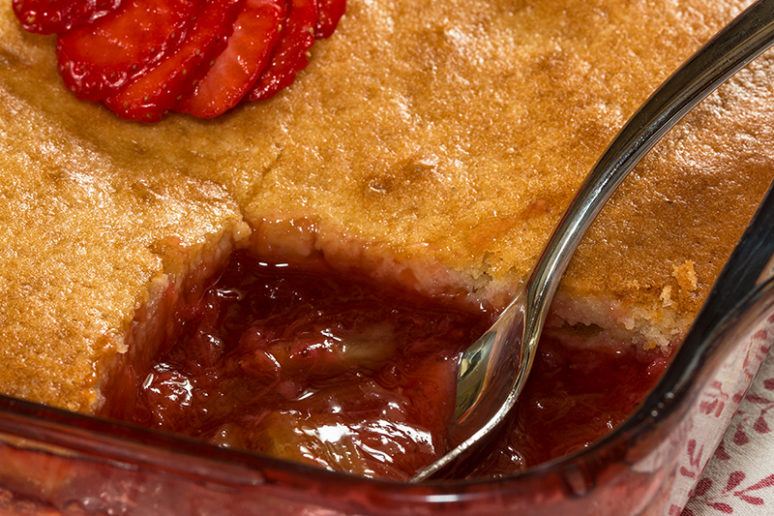 pouding fraises-rhubarbe