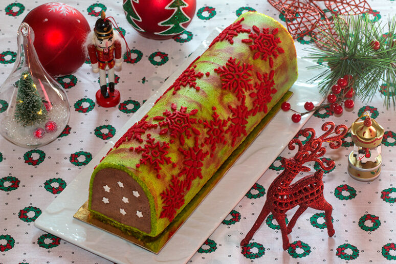 bûche chocolat framboise