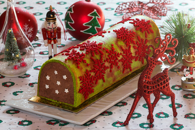 bûche chocolat framboise