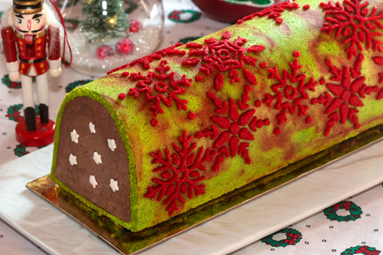 bûche chocolat framboise