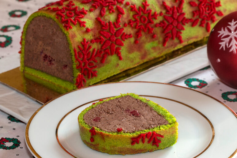 bûche chocolat framboise