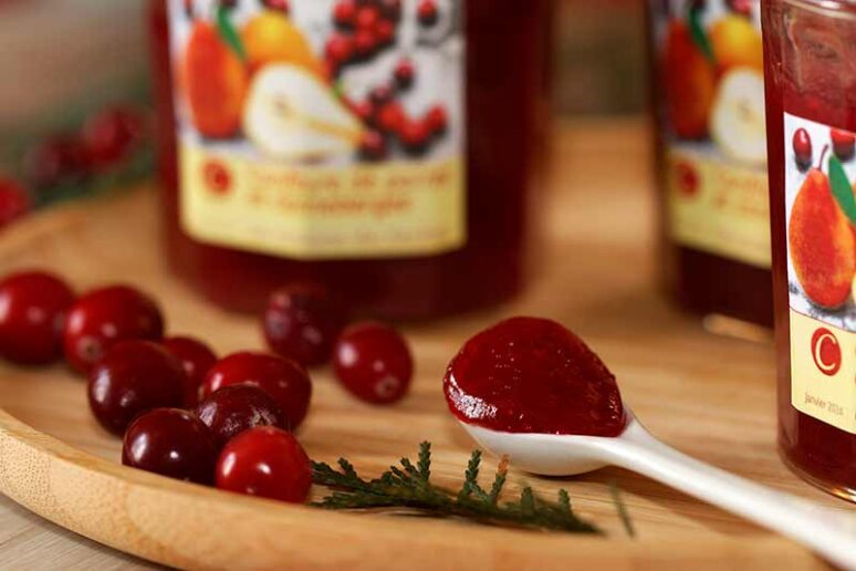 confiture de poires et canneberges