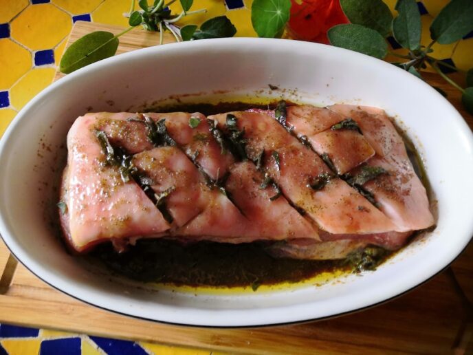 poitrine de porc confite