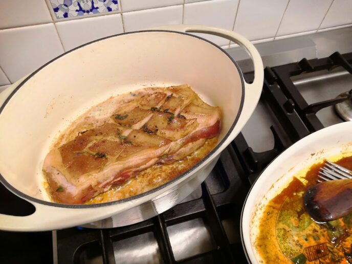 poitrine de porc confite